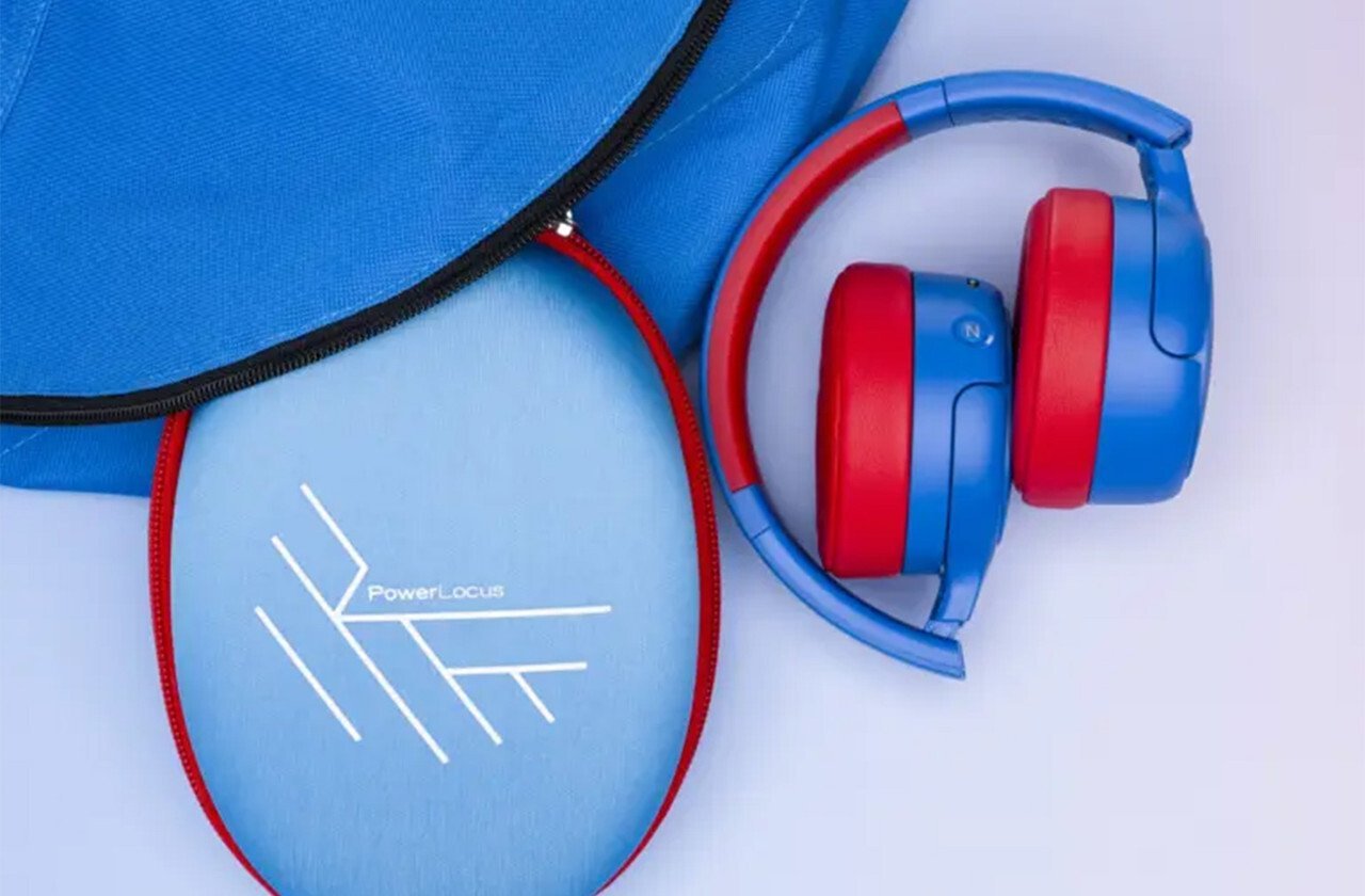 PowerLocus Bluetooth Headphones Tiger BLUE/RED ANC