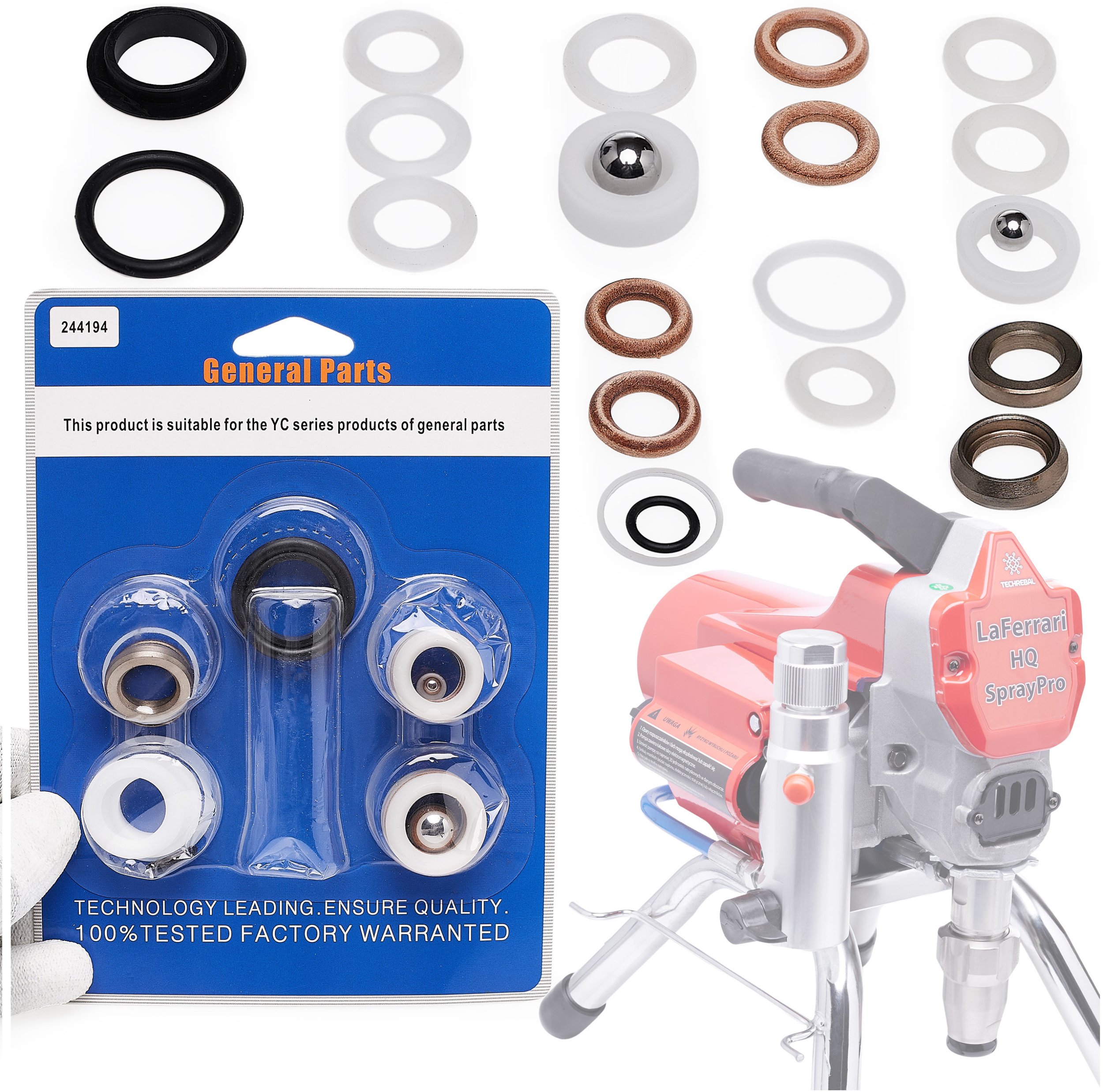 Zestaw Naprawczy Uszczelki Podkładki do Agregatu Malarskiego 395 LaFerrari