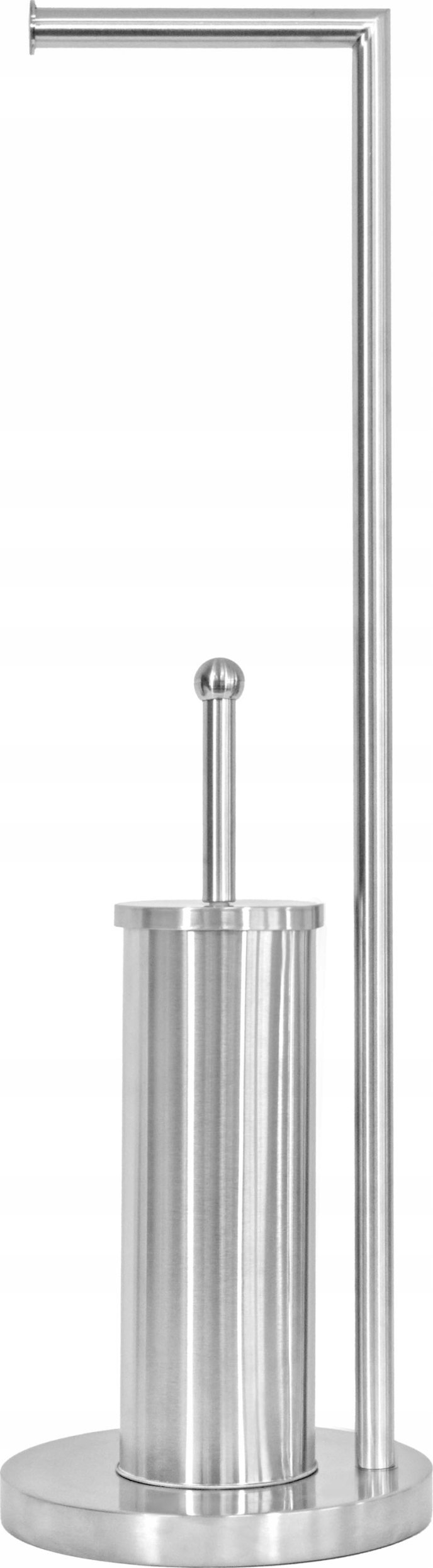 Sepio Stojak na papier ze szczotką do wc toalety wytrzymały stylowy srebrny stal