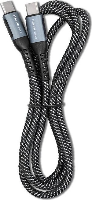 Kabel USB Qoltec USB-C - USB-C 1 m Czarno-biały (52357)