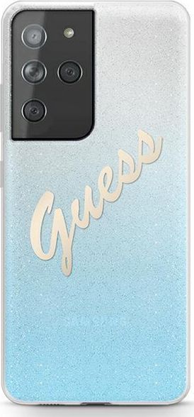 Guess Etui Guess GUHCS21LPCUGLSBL Samsung Galaxy S21 Ultra niebieski/blue hardcase Glitter Gradient Script