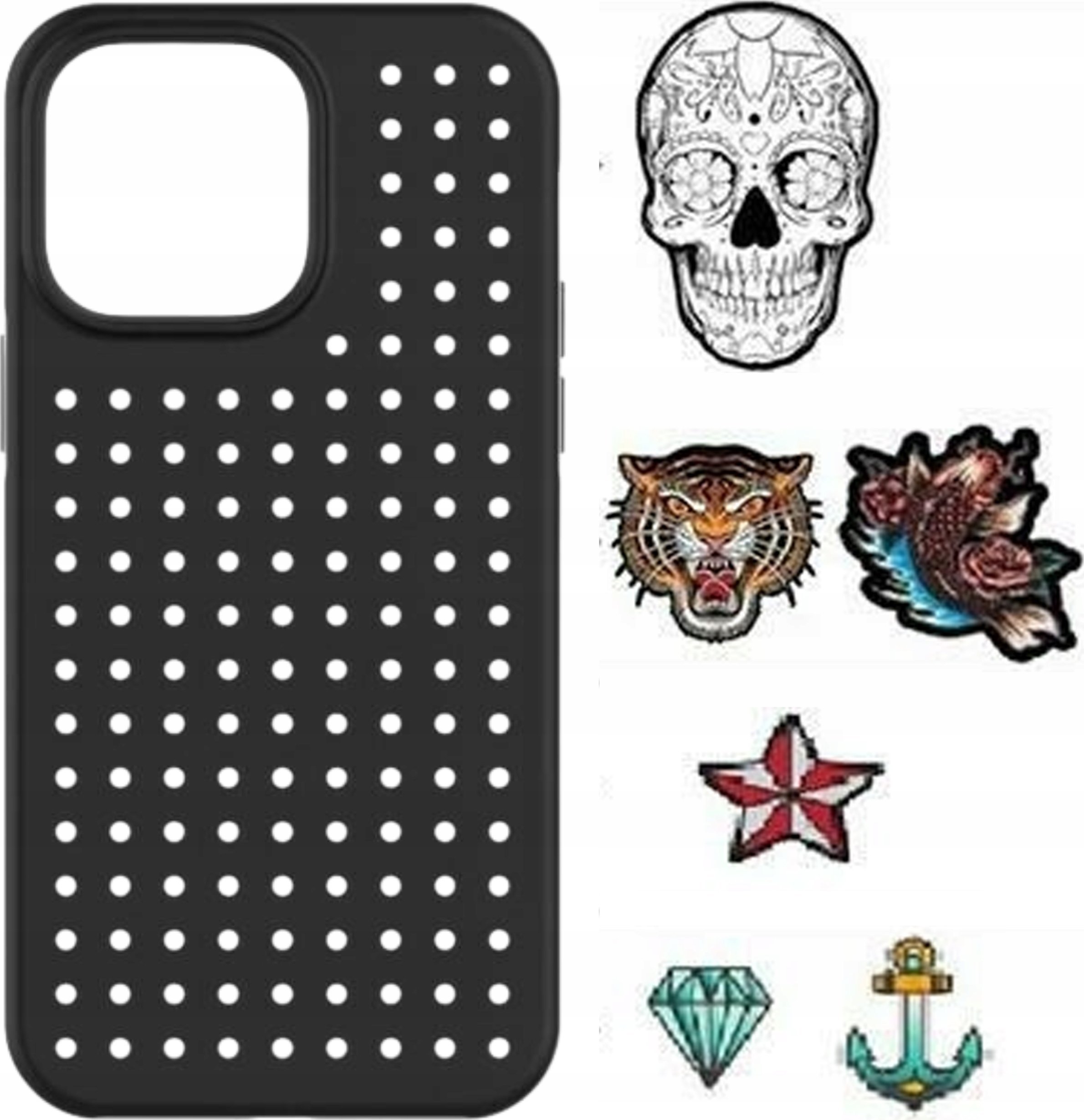 Pinit Zestaw Etui Pinit Dynamic + Tattoo Pin iPhone 14 Pro 6.1" czarny/black wzór 3