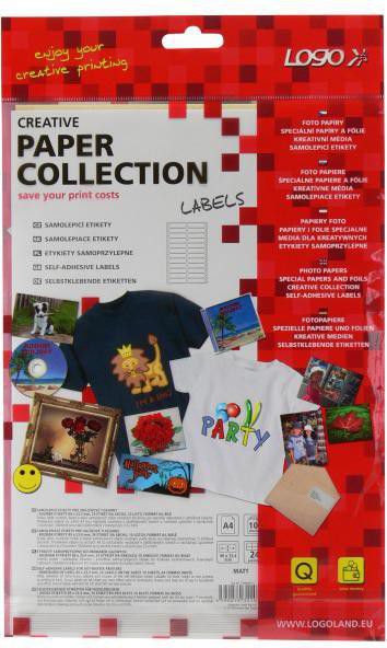 Logo Etykiety tabelaryczne A4, dwurzędowe, białe, 24 etykiety, 10 szt. (32107)