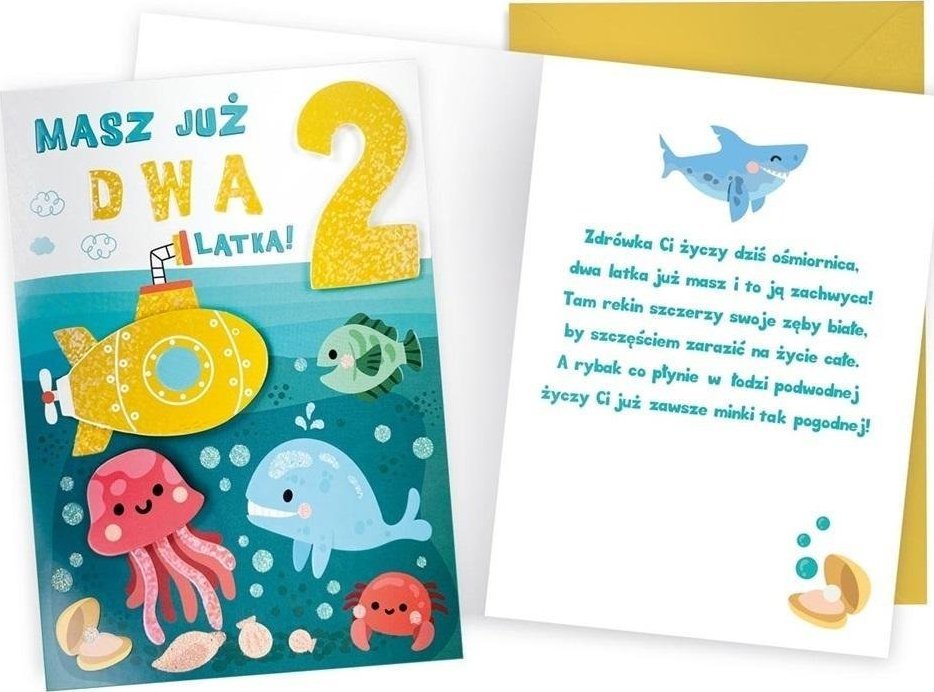 KUKARTKA Karnet Urodziny 2 ośmiornica