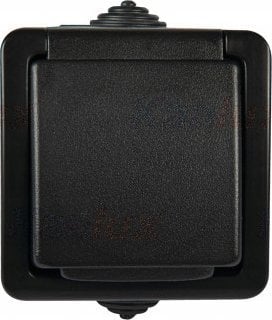 Kanlux TEKNO Gniazdo zasilające pojedyncze francuskie z ochroną styków 250V czarny IP54 27355