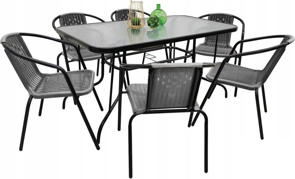 Zestaw ogrodowy obiadowy na taras 120x70cm na parasol dla 6 osób szary