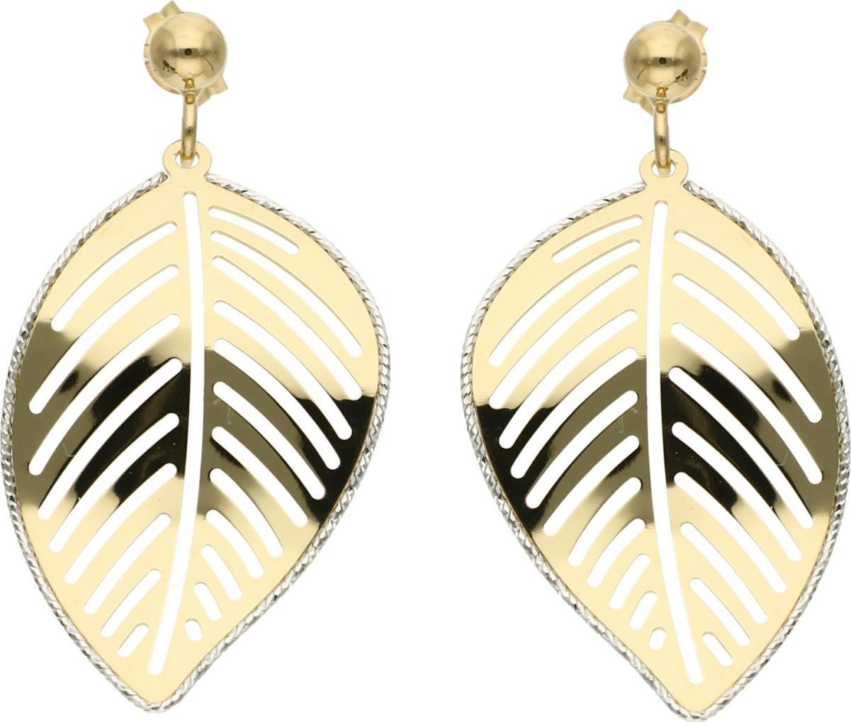 Rosanto Piękne złote ażurowe kolczyki listki 585 14k