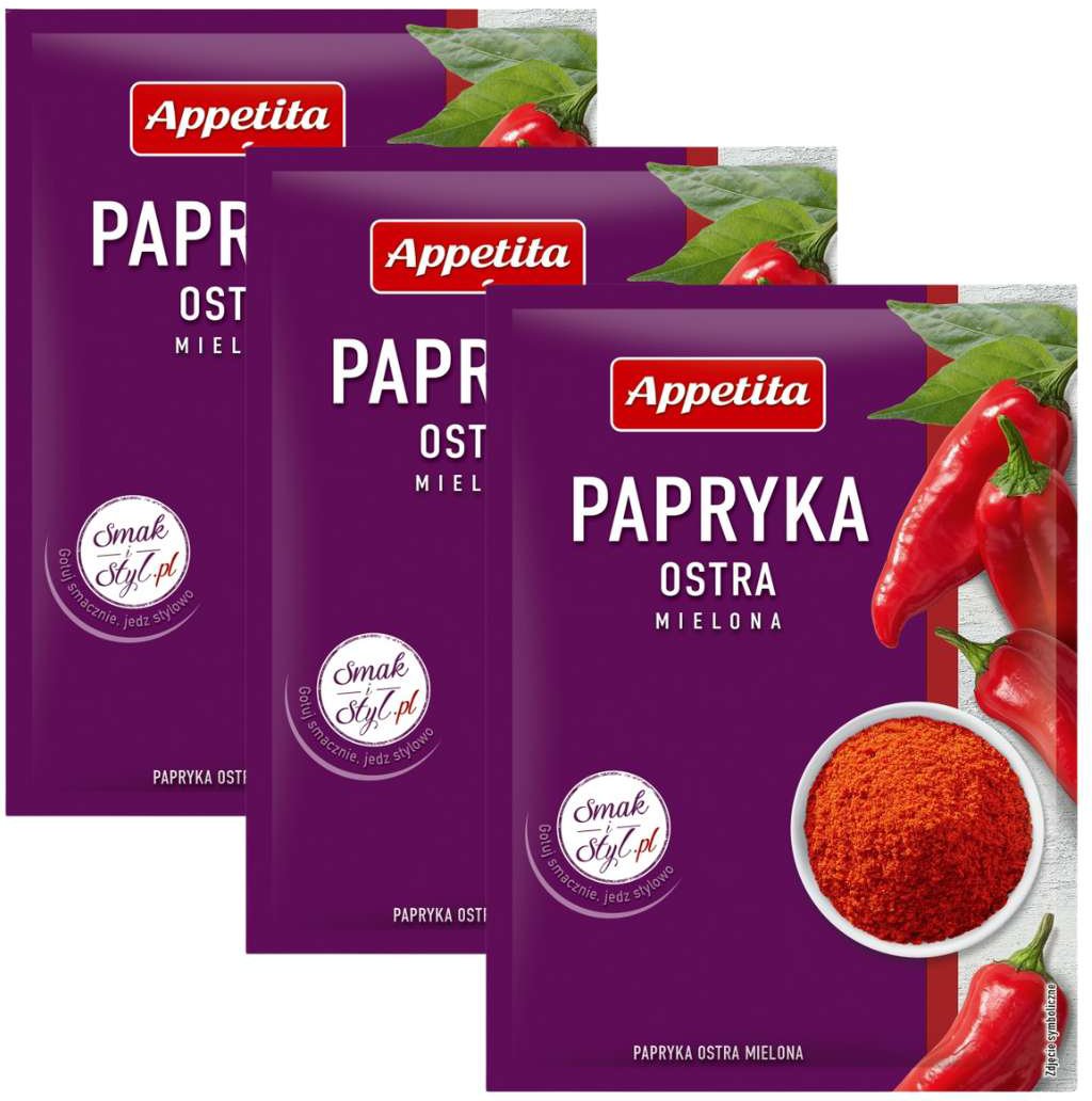 Appetita Papryka ostra mielona 20 g x 3 sztuki