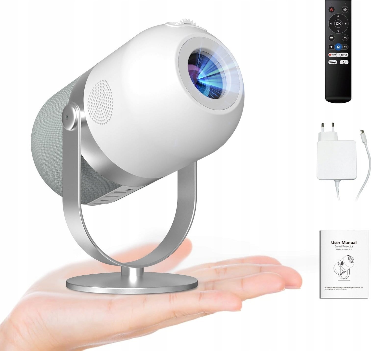 Projektor Zenwire MINI PROJEKTOR 360 ANDROID 9.0 WiFi Miracast Aircast RZUTNIK FULL HD do telefonu Bluetooth HDMI/USB/USB-C H6 360