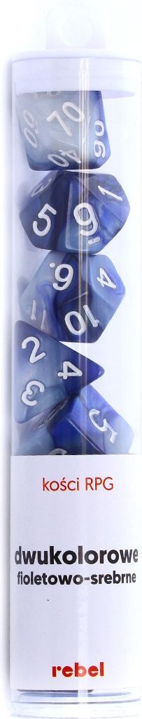 Rebel Komplet kości RPG Dwukolorowe - Fioletowo-srebrne