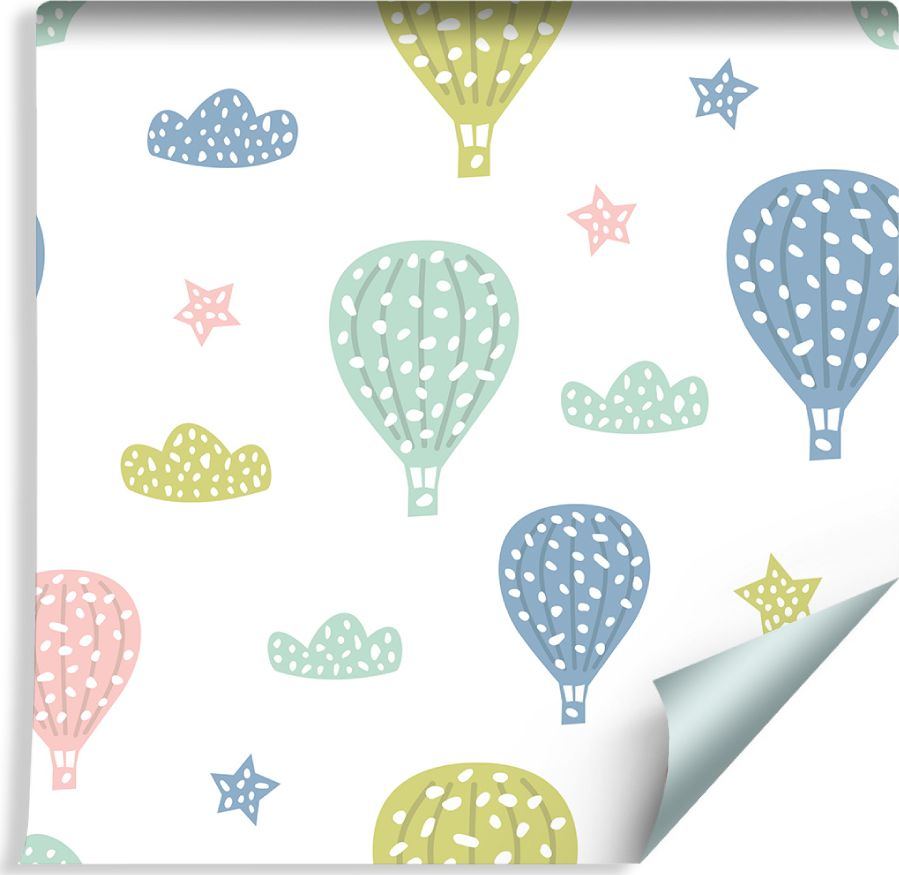 Muralo Tapeta Dla Dzieci - Kolorowe Balony , Chmurki