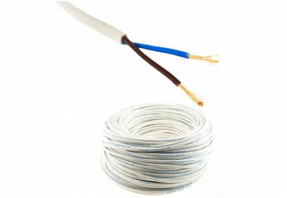Przewód H03VVH2-F OMYp 2X1,5mm2 NKT 160068001C0100 300/300V krążki 100m biały