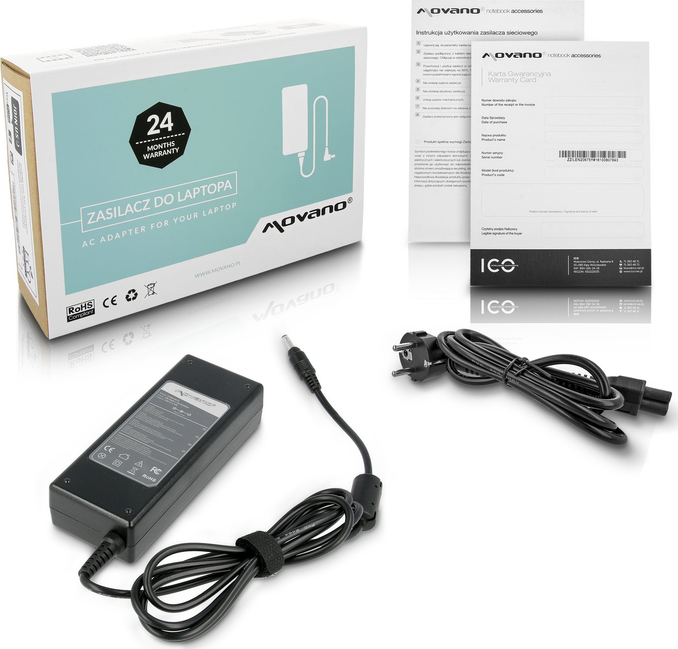 Zasilacz do laptopa Movano Ładowarka do HP 19v 4.74a 90W 4.8x1.7mm stożek