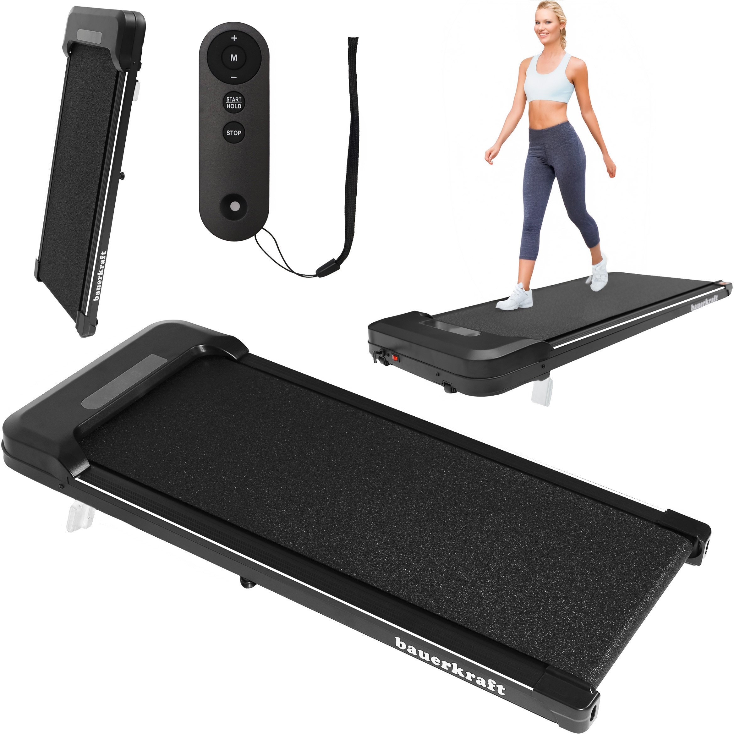 Bieżnia domowa elektryczna domowa Bauerkraft wyświetlacz chodzenie cardio biała