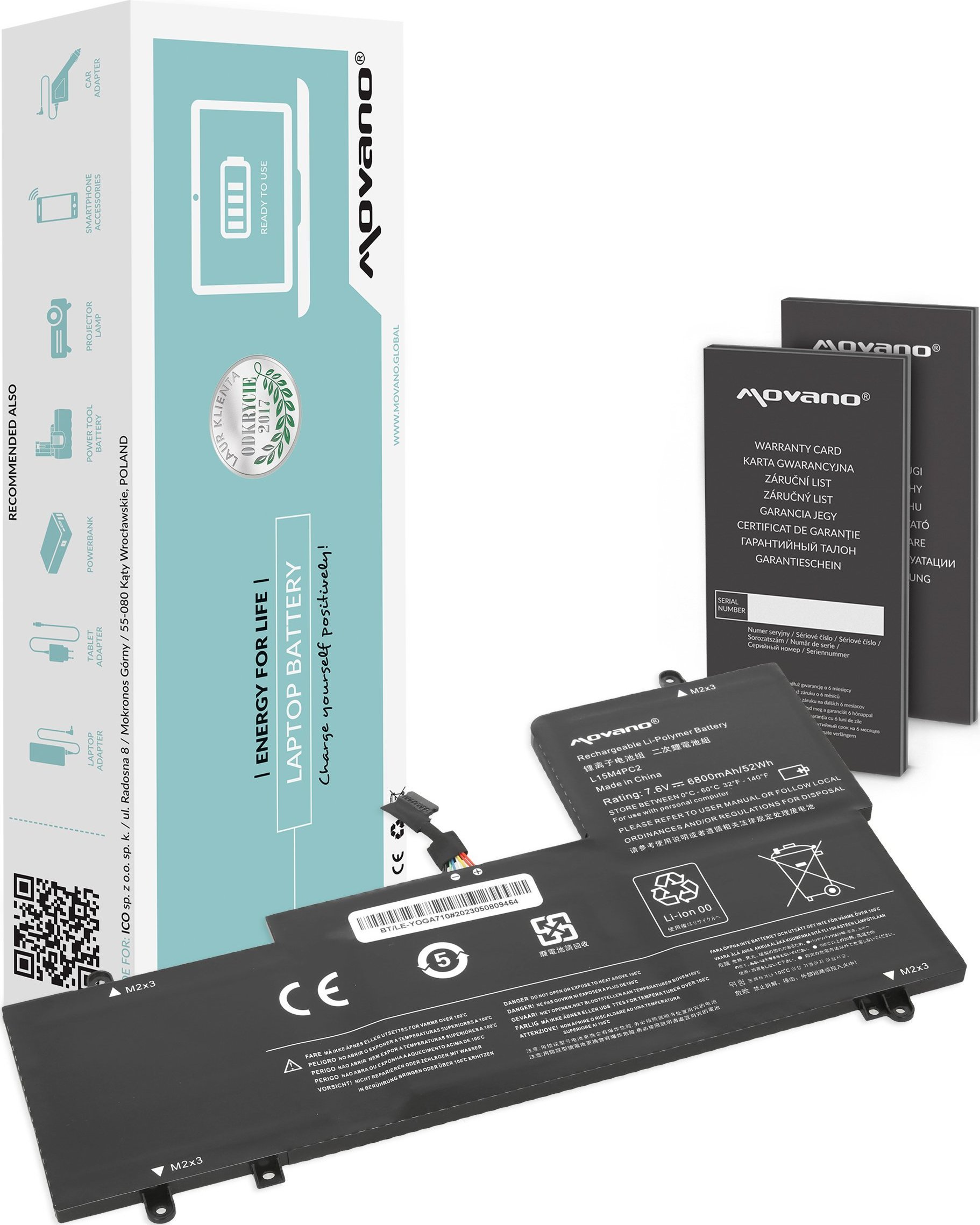 Bateria Movano Bateria L15M4PC2 L15L4PC2 Lenovo Yoga 710-14IKB