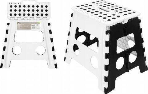 Ravi RAVI Taboret składany antypoślizgowy ALEX 32cm biało-czarny