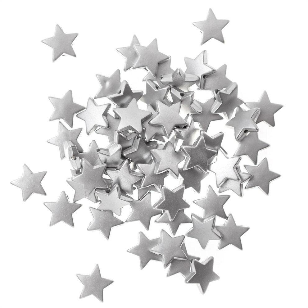 Koraliki gwiazdki 1,5cm 60szt srebrne