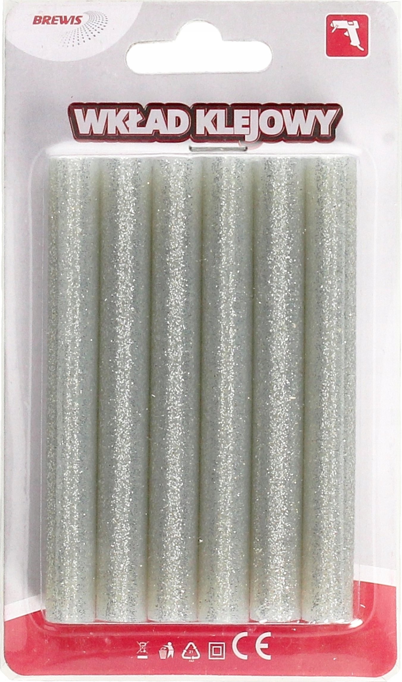 Wkłady klejowe BREWIS Wkład klejowy brokatowy srebrny 11mmx10cm 6szt