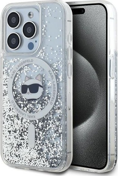 Karl Lagerfeld Karl Lagerfeld KLHMP13XLGCHSGH iPhone 13 Pro Max 6.7" hardcase transparent Liquid Glitter Choupette Head Magsafe