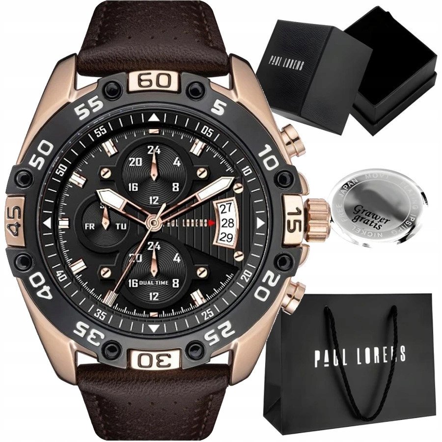 Zegarek męski Paul Lorens QERCO-1B1 Z GRAWEREM