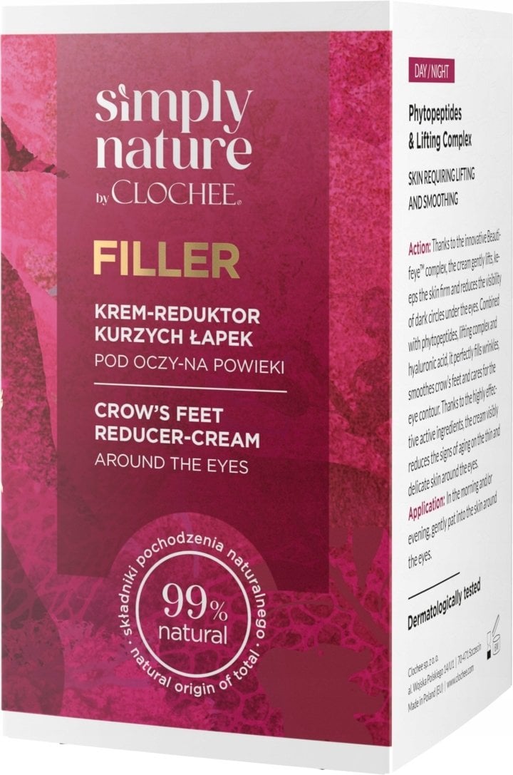 Clochee Simply Nature Filler krem-reduktor kurzych łapek pod oczy i na powieki 15ml