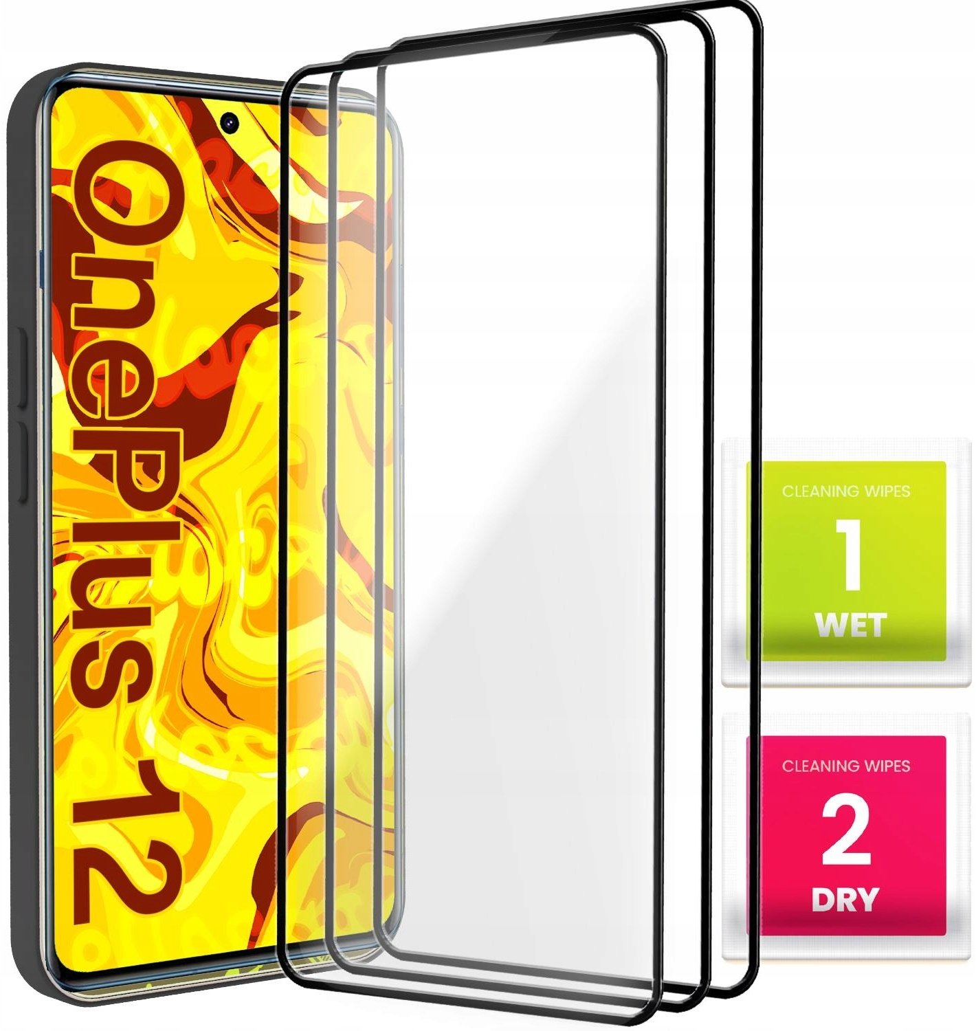 3-PAK Szkło Hartowane Do OnePlus 12 (Pełne, Curved, Ochronne, 9H, 5D)