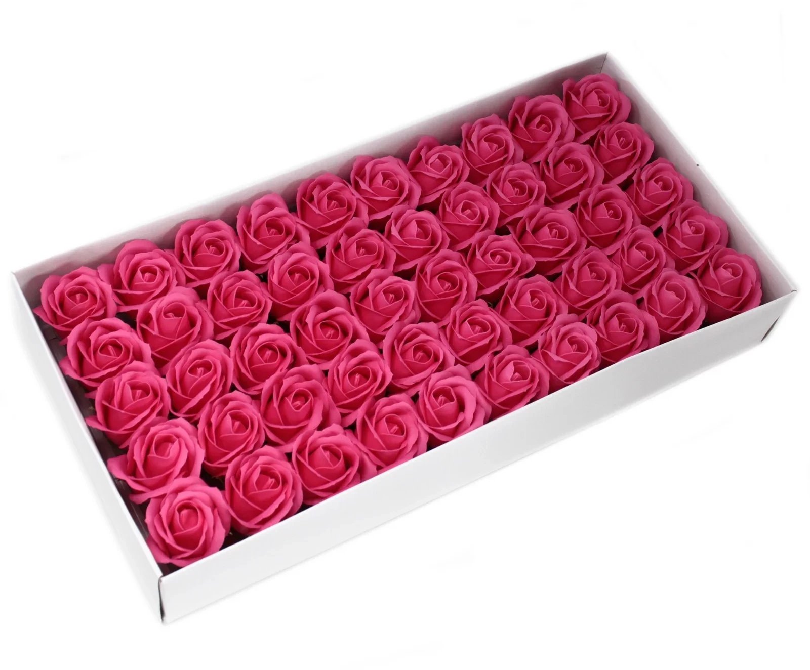 Ciemnoróżowe Mydlane Róże - Komplet 50 sztuk w Pudełku