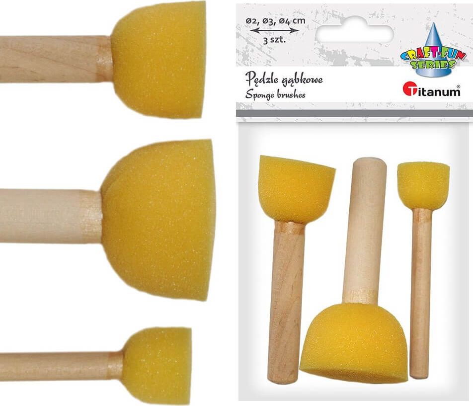 Titanum Pędzle gąbkowe płaskie mix 3szt.