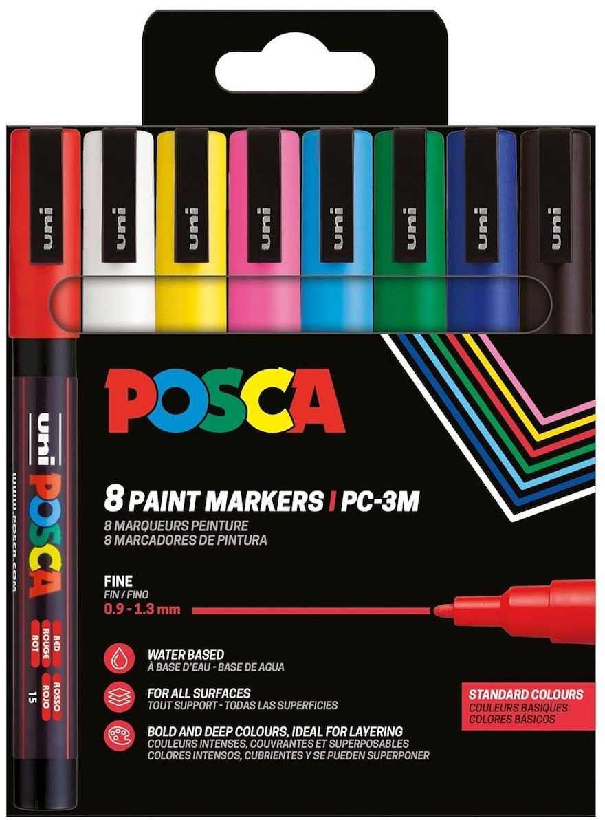 POSCA PC-3M 8stk Basis Farver