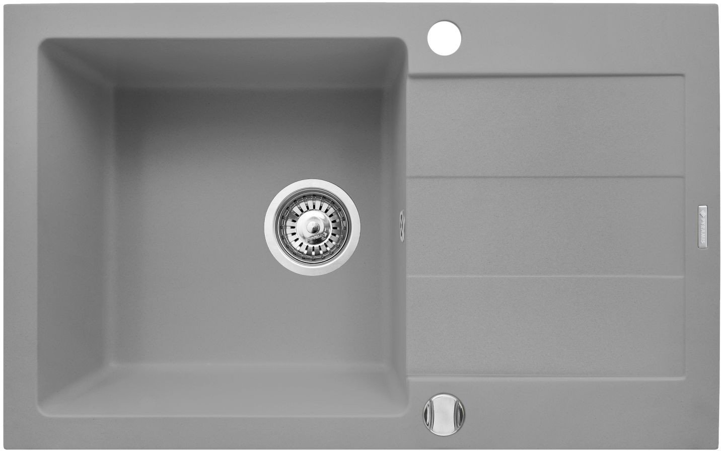 Pyramis Zlew. SPARTA PLUS (78x48) szary beton + Bateria LUNGO