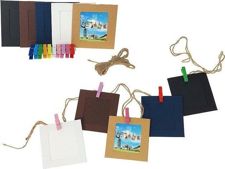 Ramka na zdjęcia ze sznurkiem i klamerką 10szt