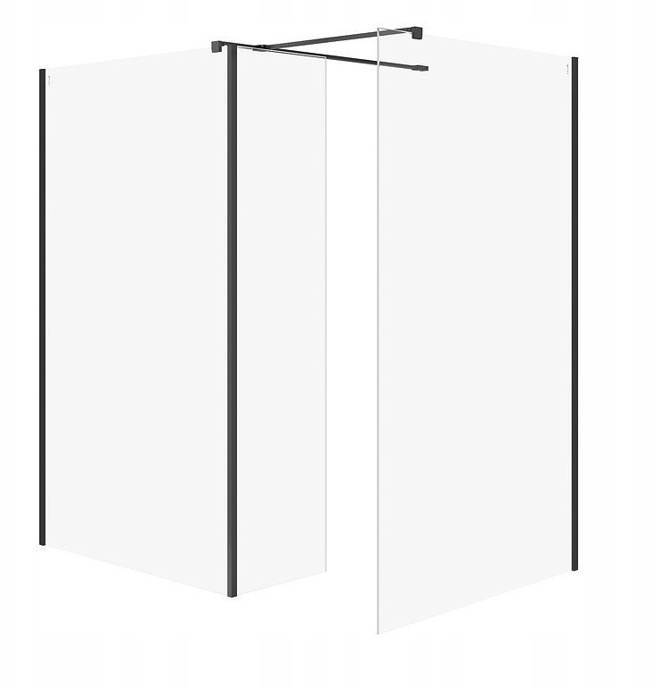 Cersanit (kabiny walk-in) SET B803: Kabina walk-in MILLE ścianka stała czarny 100x90x30x200 (S601-190)