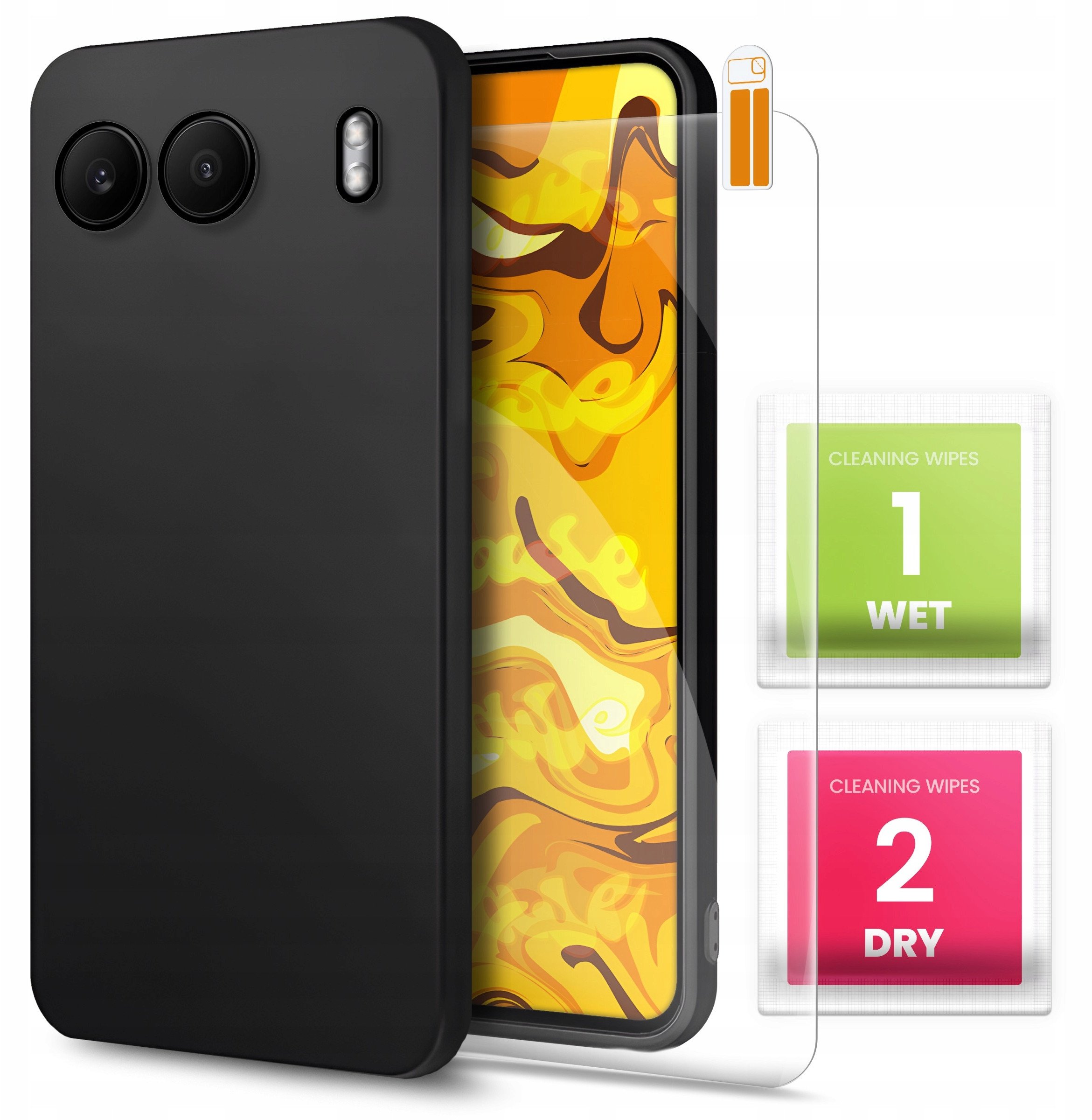 ETUI DO ONEPLUS NORD 4 GUMOWE OBUDOWA CZARNE MATOWE SILIKON SLIM SZKŁO 9H