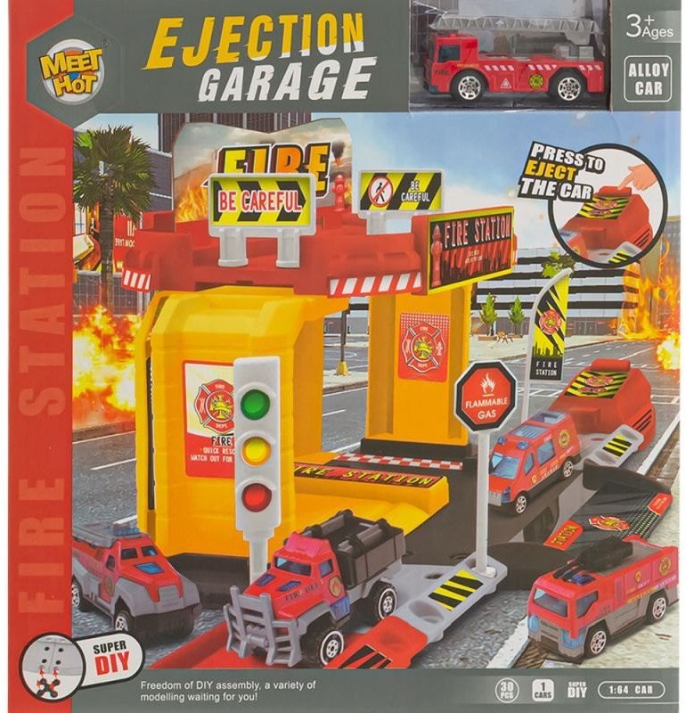 ZESTAW POJAZDÓW STRAŻ POŻARNA AKCESORIA 30 EL. WÓZ