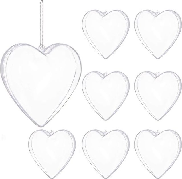 Springos Bombki akrylowe 12cm serce plastikowe decoupage zestaw 8 szt. UNIWERSALNY