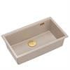 LOGAN 110 GraniteQ zlewozmywak pearl beige 76x45x23,5 cm 1-komorowy podwieszany z syfonem manualnym złoty+zestaw 2 noży Fiskars