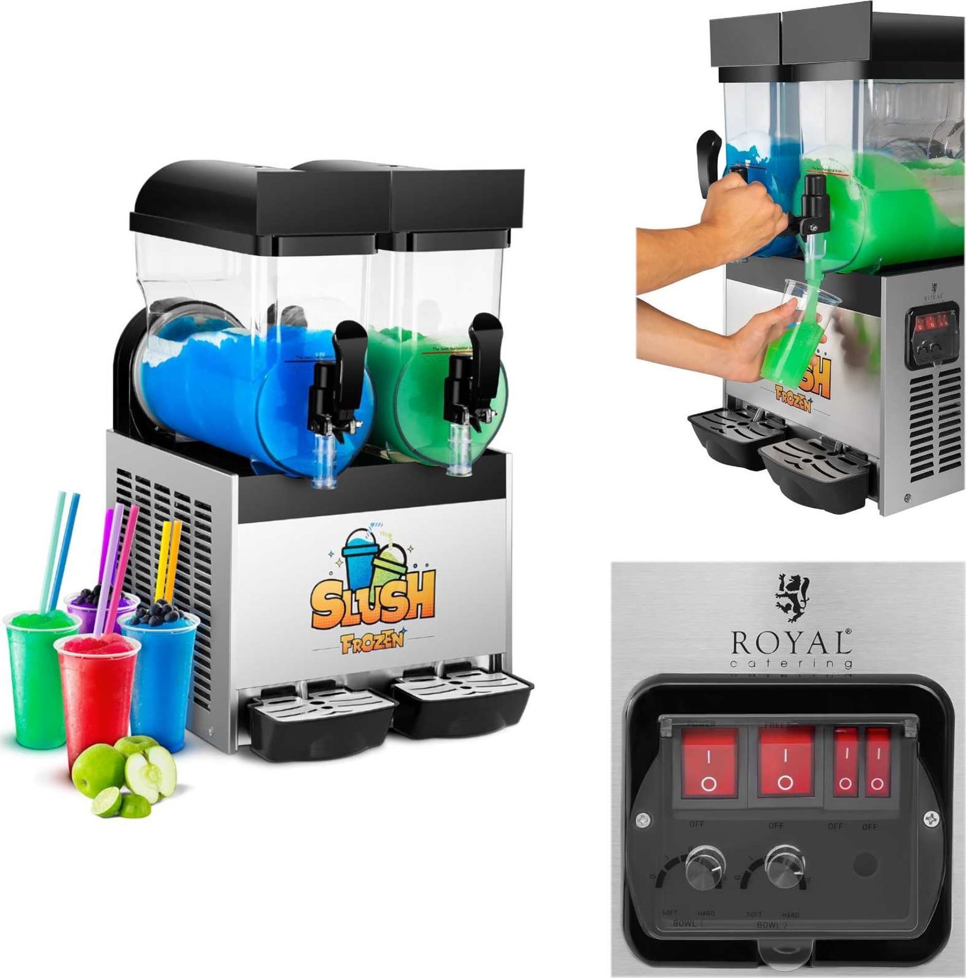 Royal Catering Granitor dyspenser urządzenie do napojów slush granity podwójny 2x 15L