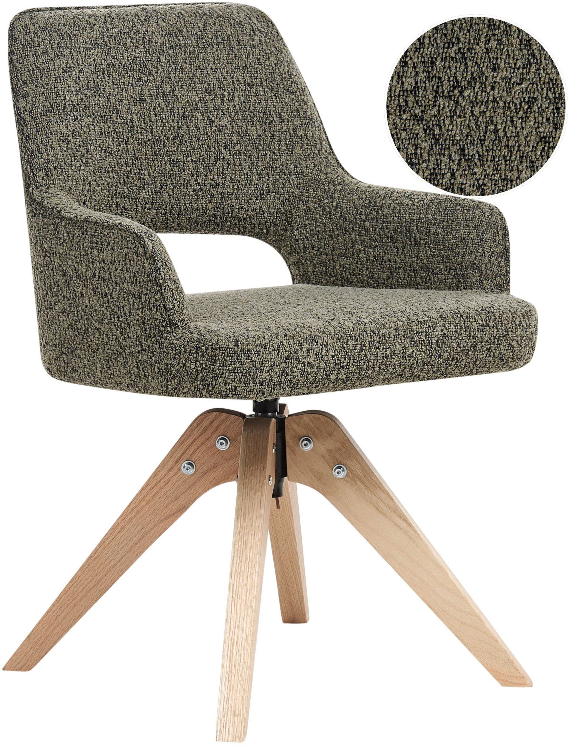 Krzesło do jadalni Obrotowy MORAVIA Boucle Zielony