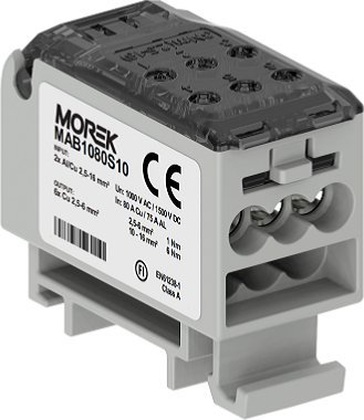 Blok Rozdzielczy Szary 2X 2.5-16Mm Wy 6X 2.5-6Mm 1000Vac/1500Vdc Mab1080G10 Morek
