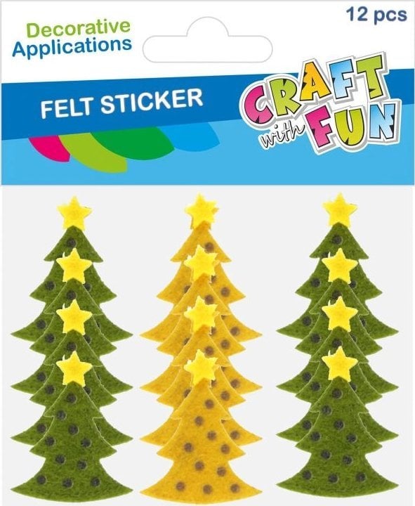 Dekoracja świąteczna Craft with Fun OZDOBA BN FILC CHOINKA 12SZT/2KOL CF 12/144
