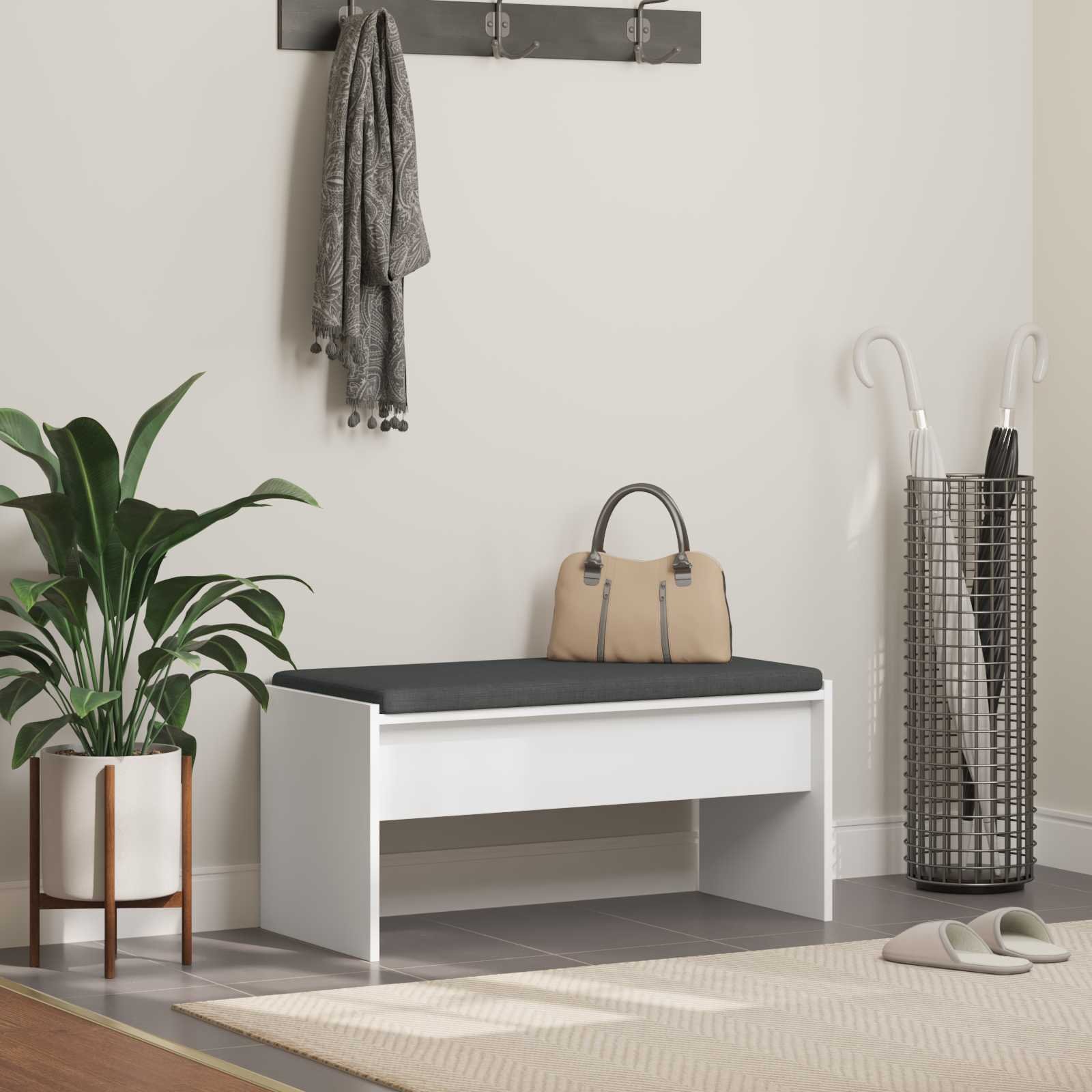 vidaXL Ławka w przedpokoju z poduszką Biały 80 x 38 x 46 cm
