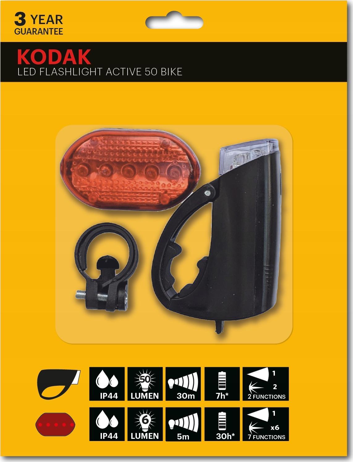 Kodak Lampki Rowerowe Led Active 50 2 Szt. Przód + Tył Ip44