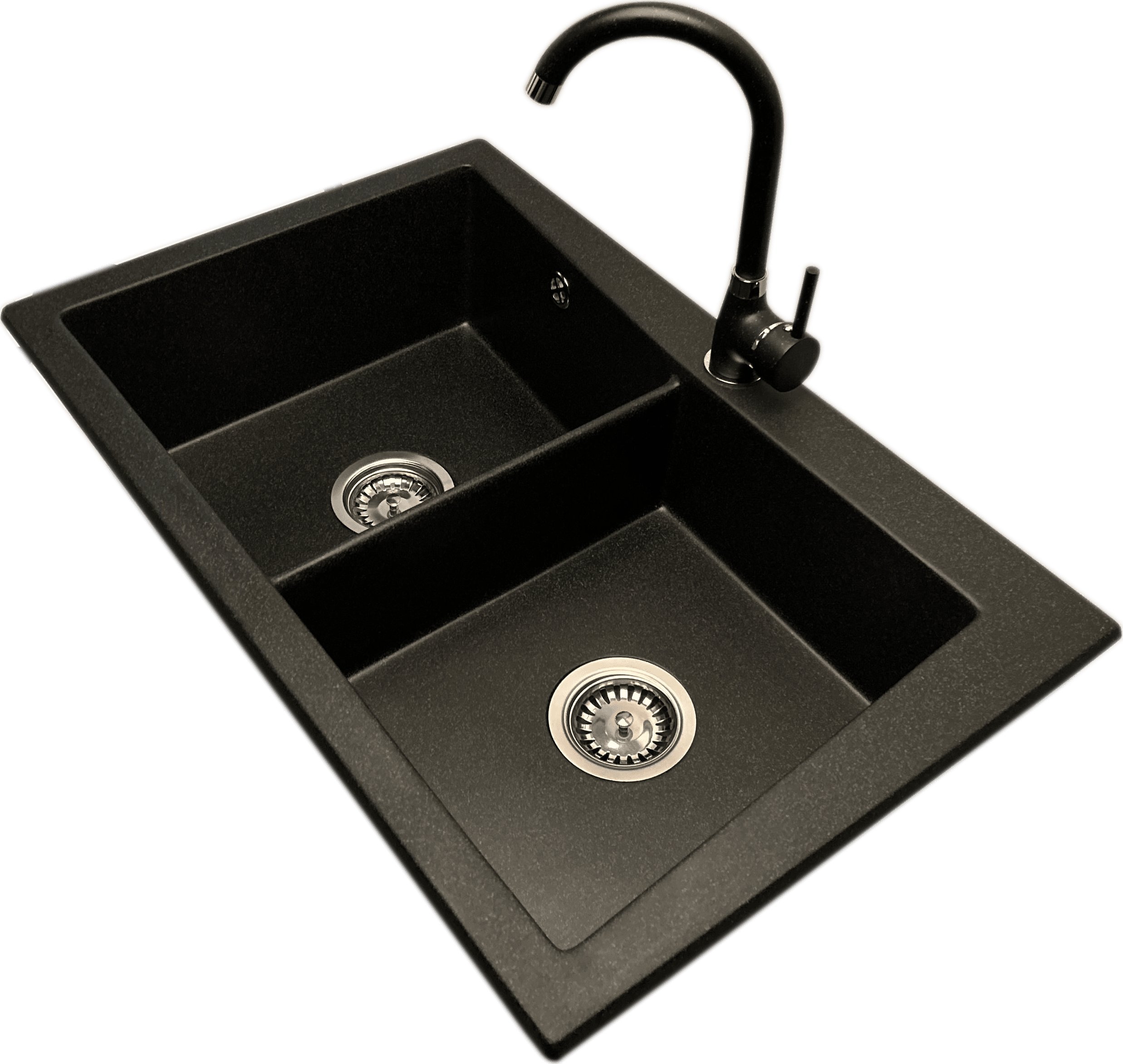 Zlewozmywak PREHNIT Zlewozmywak 2 komorowy EVOLUTION grafit + bateria NOON