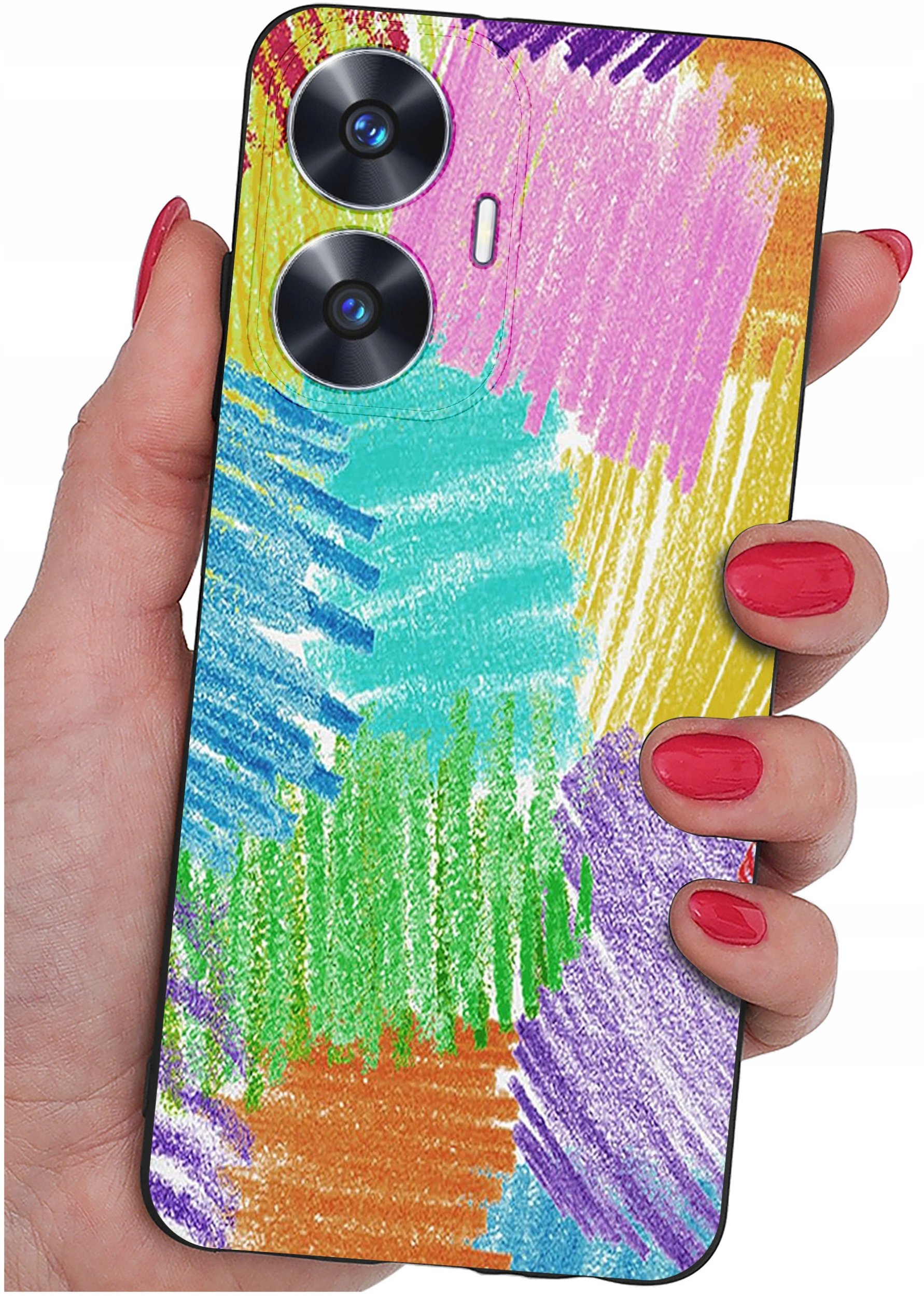 ETUI do Realme C55 WZORY |SILIKONOWE MATT CASE + SZKŁO 9H