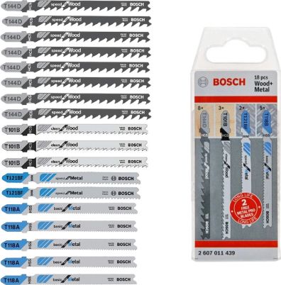 Bosch brzeszczot T zestaw EEU drewno-metal 18 sztuk (2607011439)