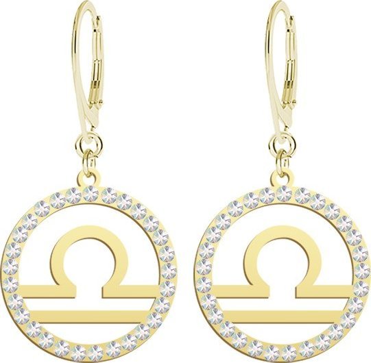 MEJK Jewellery Kolczyki Waga Znak Zodiaku srebro pozłacane