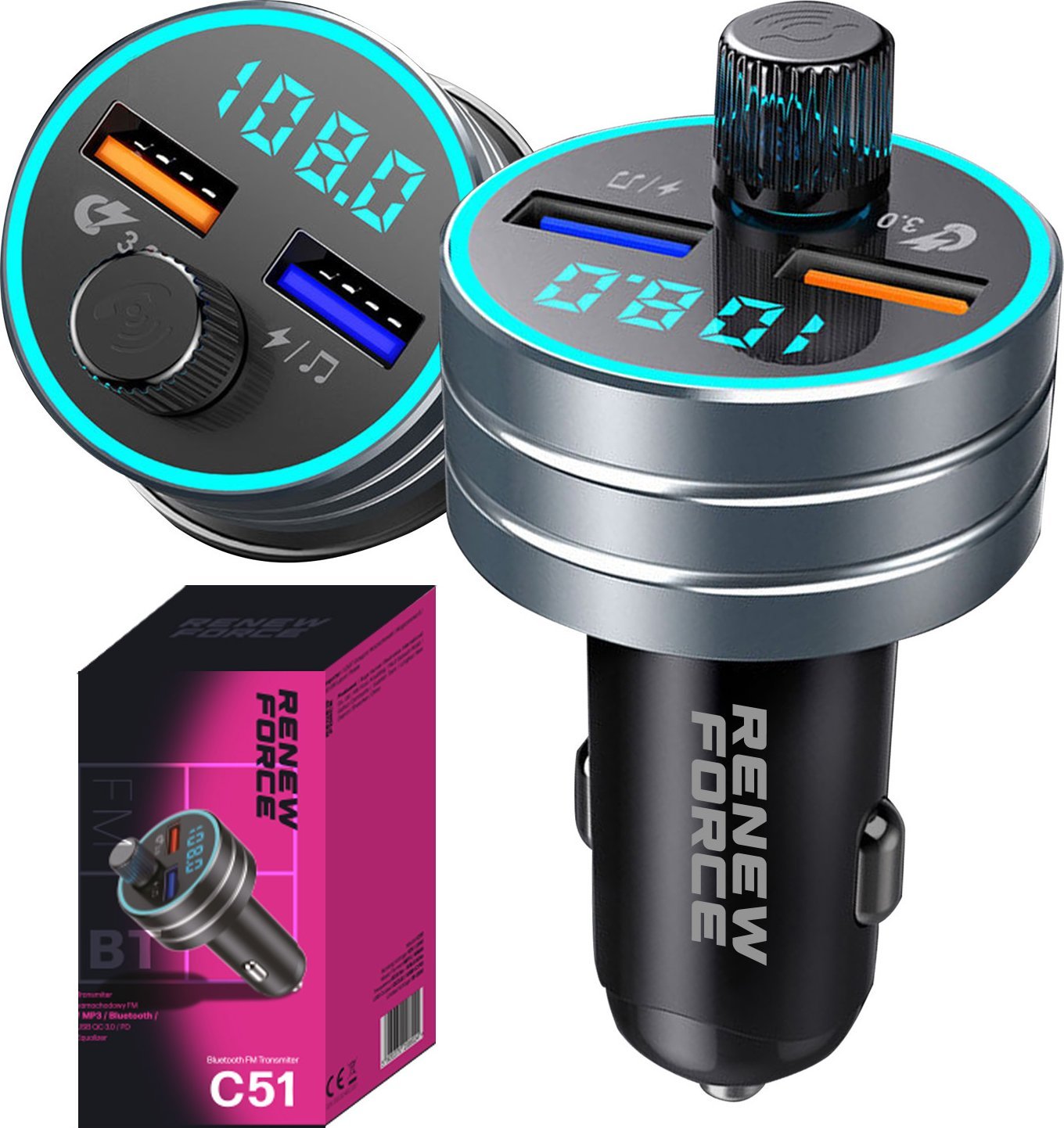 TRANSMITER SAMOCHODOWY BLUETOOTH FM C51