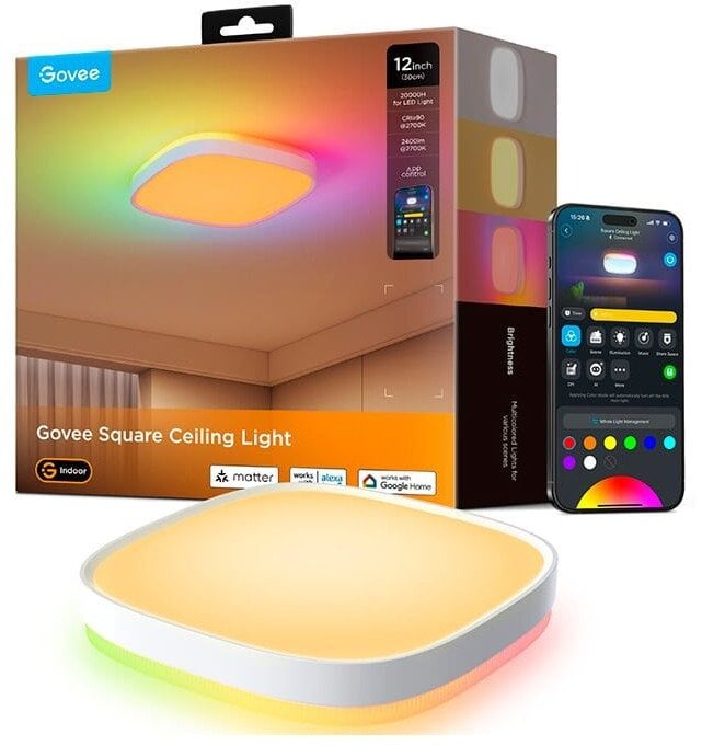 GOVEE H80A4 12INCH RGBWW + RGBIC SQUARE SMART CEILING LIGHT