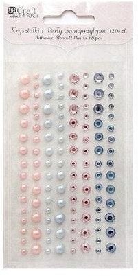 DP Craft KrysztaĹ‚ki i perĹ‚y samoprzylepne 120 sztuk Sweet Pink&Blue