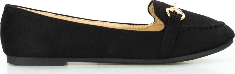 W. Potocki Baleriny z ozdobą zamszowe czarne Potocki-36
